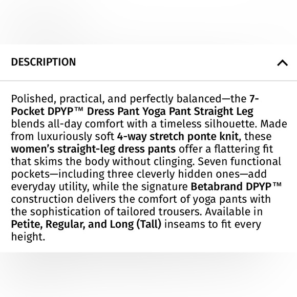 Betabrand Dark Charcoal Gray 7-Pocket Dress Pant Yoga Pant - Straight NWOT - Picture 8 of 10